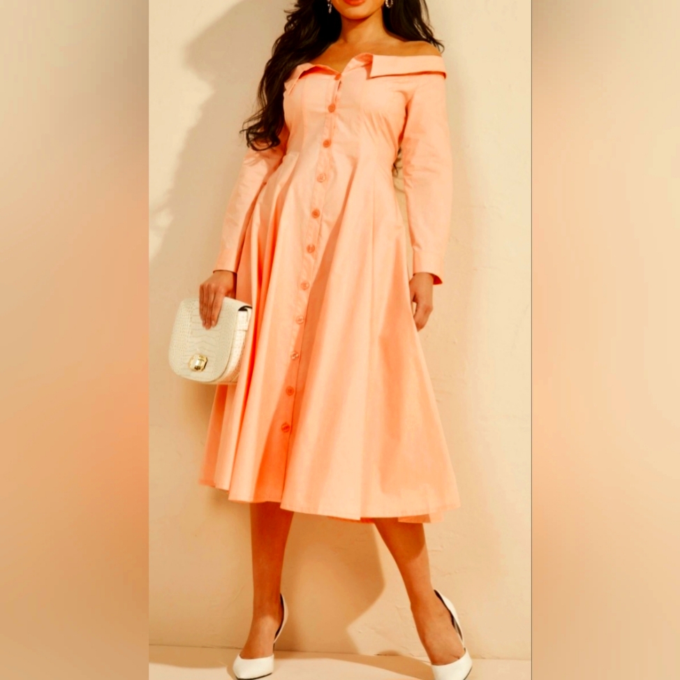 Marciano By Guess Off-Shoulder Buttoned Pink Dress